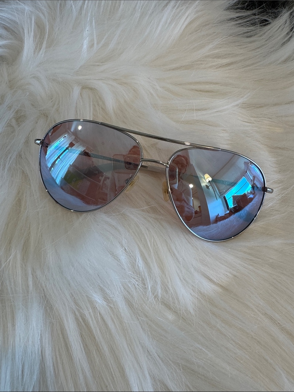 Nike Aviator Silver Frame Mirrored Sunglasses - Blue/Purple Tint